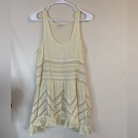 Free People Intimately Voile and Lace Boho Trapeze Cream Mini Hippie dress - Picture 6 of 13